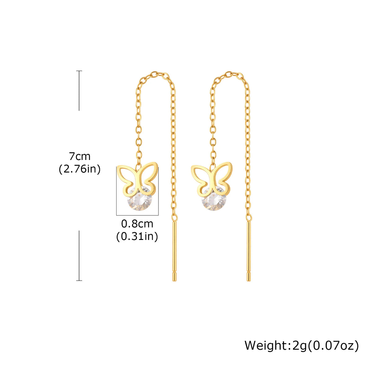 18K Gold Plated Butterfly Heart Drop Earrings – Stainless Steel Drop Earrings SPOT ED-1100G01