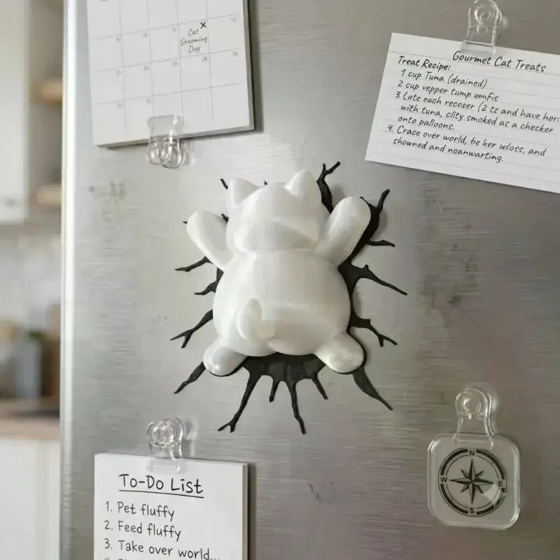 3D Printed Cat Through-Wall Fridge Magnet – Cute Home Decor Decorative Magnet SPOT