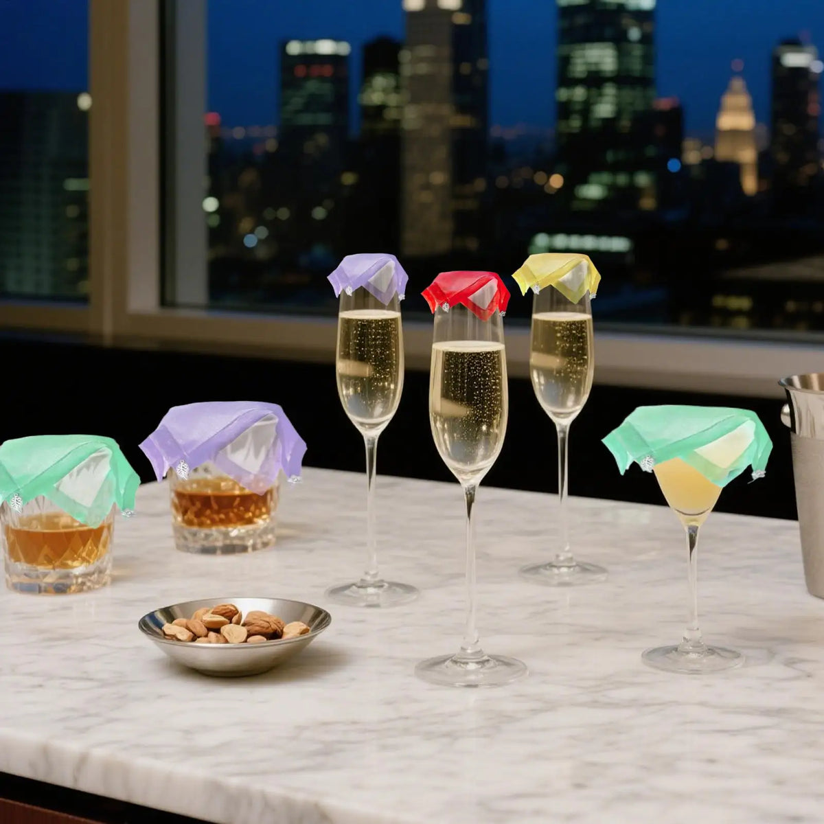 4-Pack Weighted Wine Glass Covers – Bug-Proof Mesh Lids Drink Cover Lids SPOT