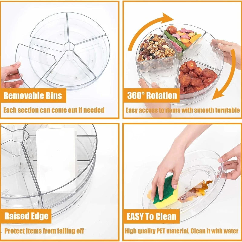 11" Rotatable Lazy Susan Organizer with 5 Divided Bins Lazy Susan Organizer SPOT