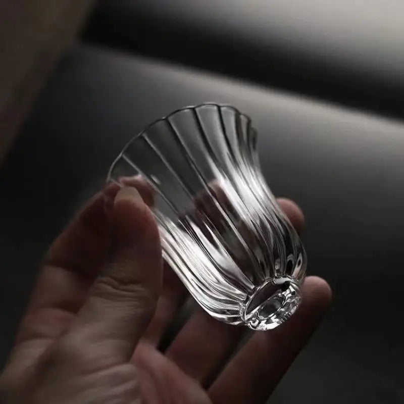 50ml Floral Petal Glass Tea Cup | Japanese Gongfu Teacup Glass Tea Cup SPOT
