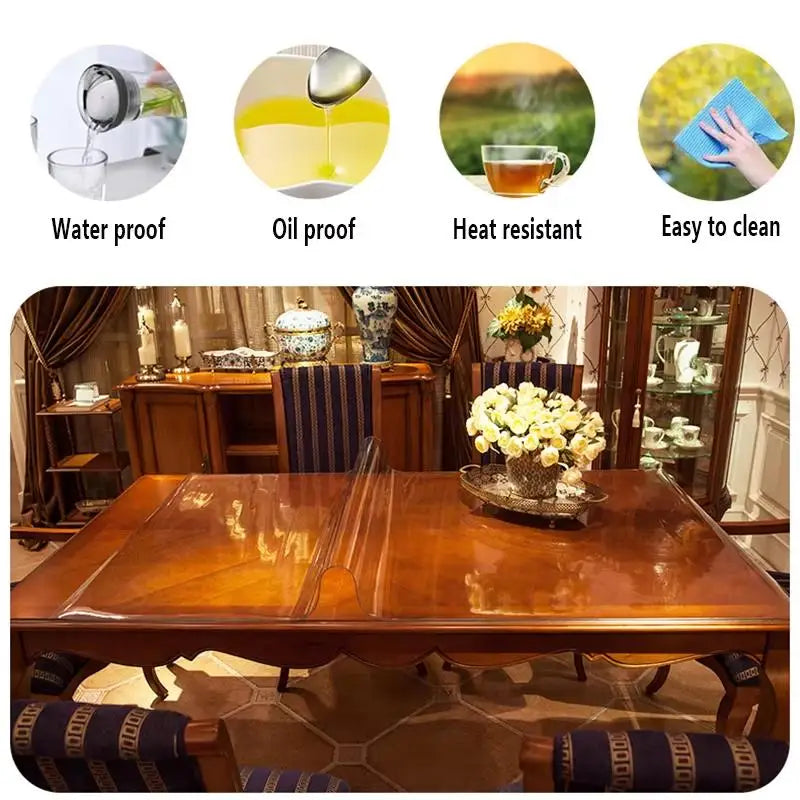 Clear PVC Table Protector – Heat & Oil Resistant Cover PVC Table Protector SPOT