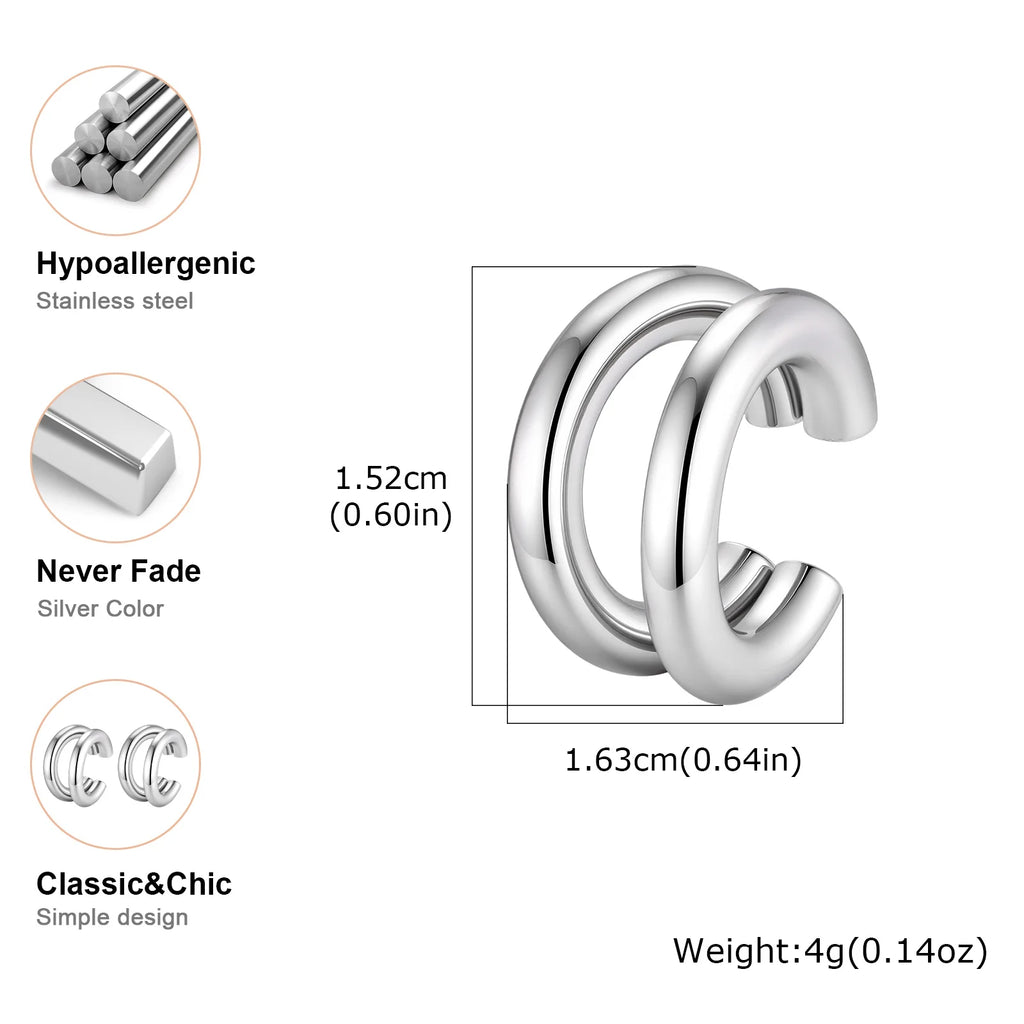 Double Layer C-Shaped Ear Cuff – No-Piercing Cartilage Clip Ear Cuff Earring SPOT
