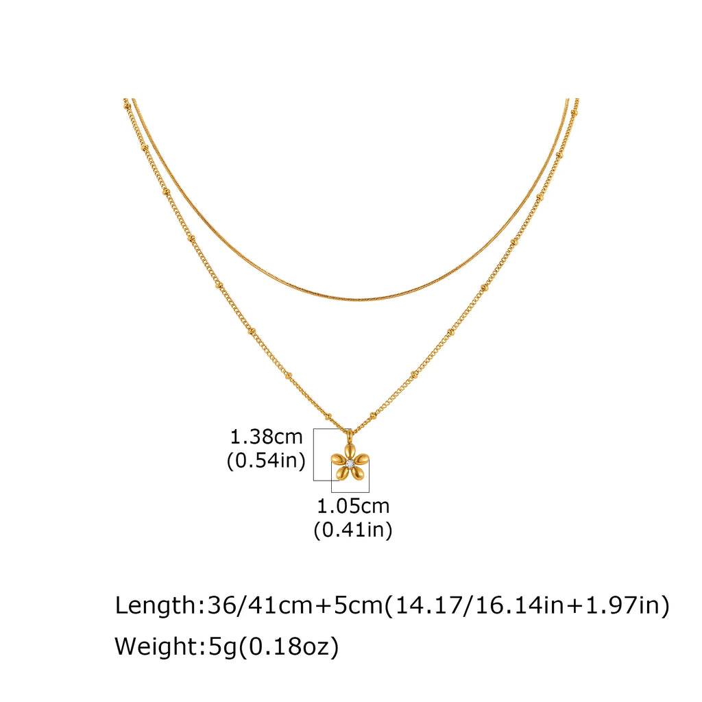 Y-Shape Zirconia Flower Lariat Necklace – Gold, Tarnish Free Pendant Necklace SPOT Necklace-NC-1328G01