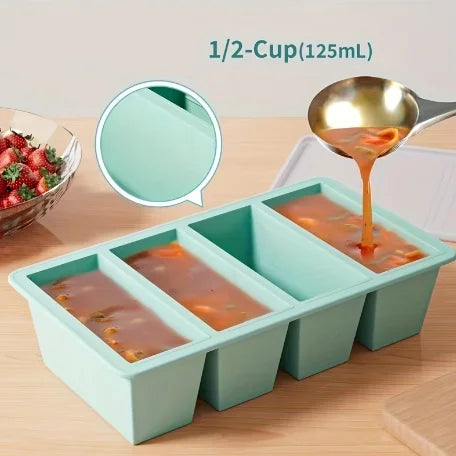 Silicone Freezer Tray with Lid – Stackable Soup & Broth Storage Silicone Freezer Tray SPOT