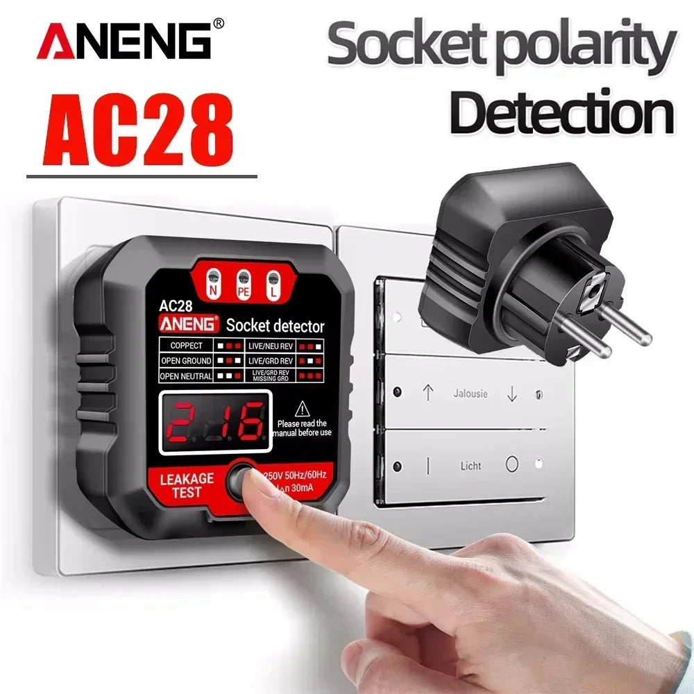 ANENG AC28 Socket Tester – LCD Polarity & Voltage Detector Socket Polarity Tester SPOT