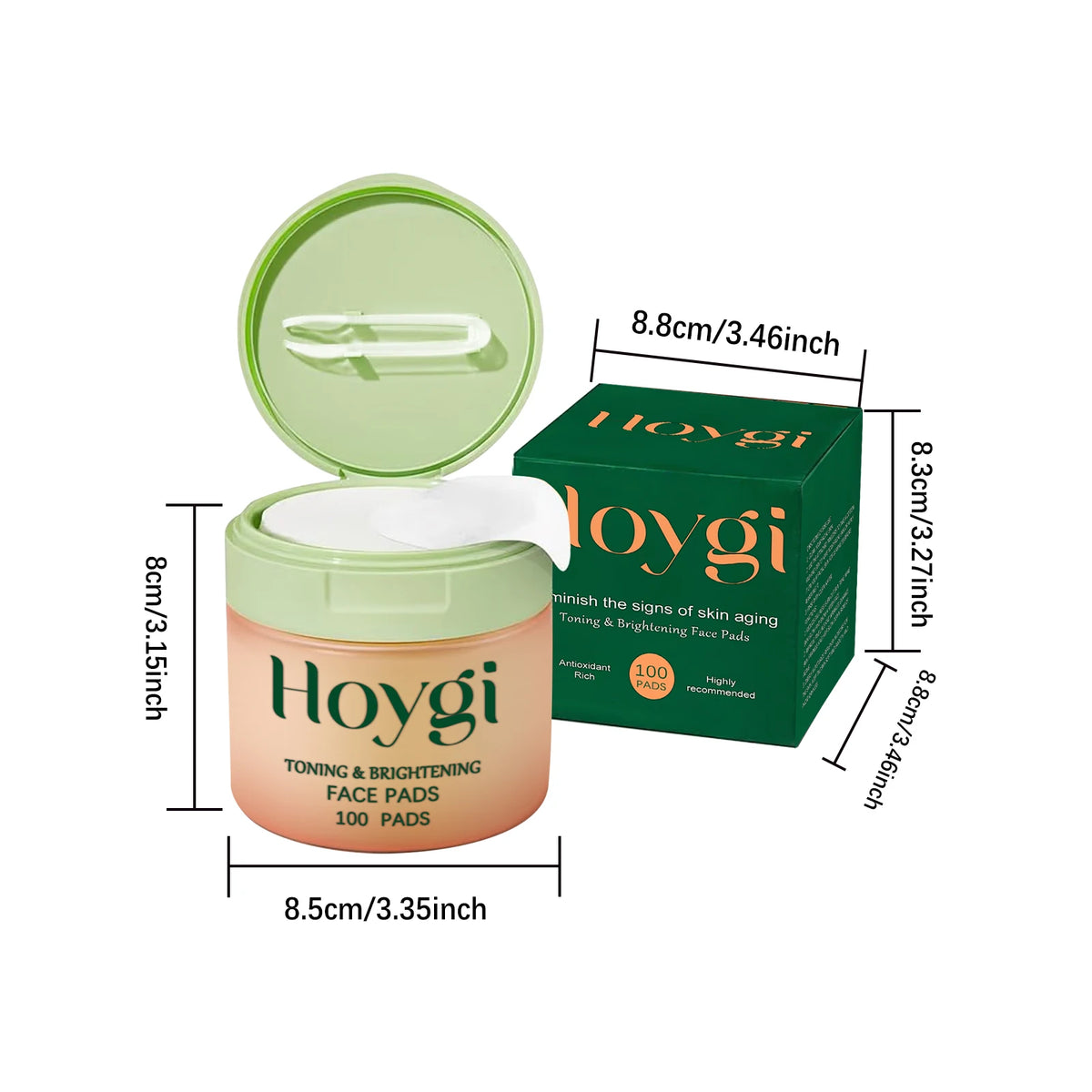 Hoygi Centella Asiatica Moisturizing Face Pads – 100 Pcs Facial Treatment Pads SPOT