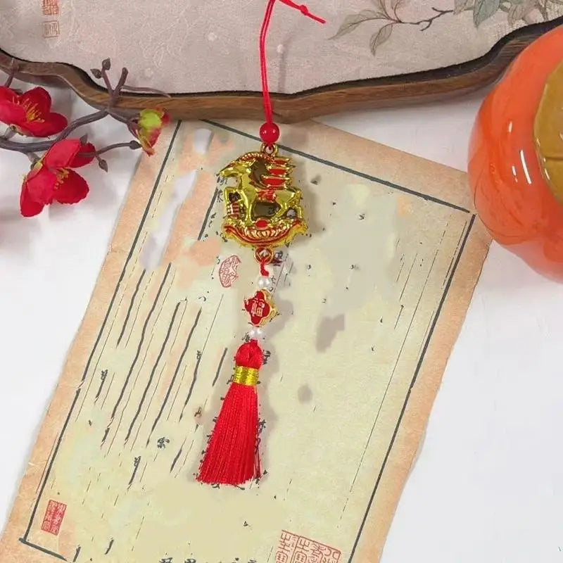 2027 Goat Year Chinese New Year Hanging Ornament | Gold & Red Festive Hanging Ornament SPOT