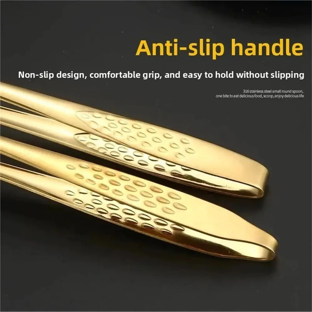 3-Pack Gold-Plated Stainless Steel Korean BBQ Grill Tongs BBQ Grill Tongs SPOT