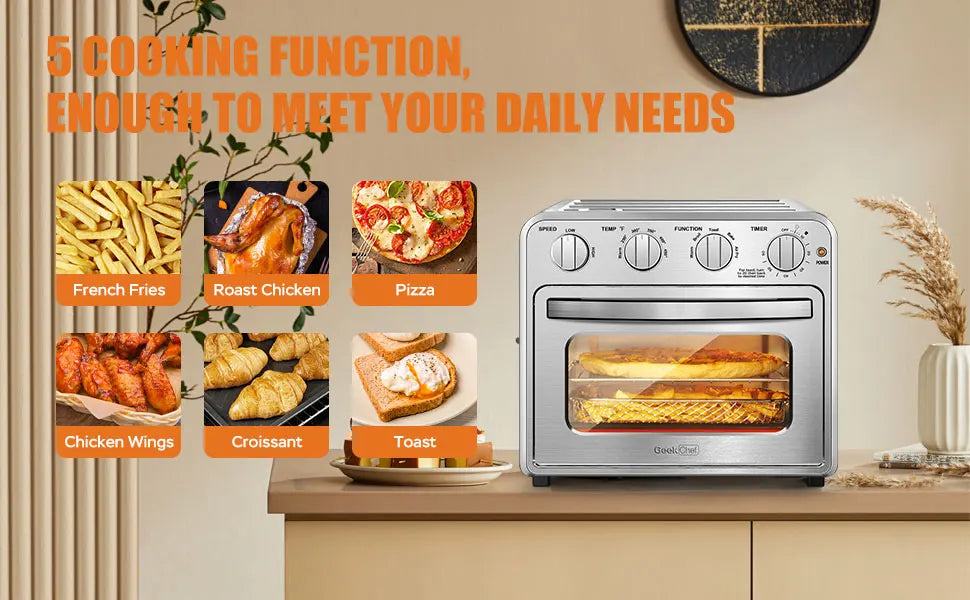 Geek Chef 26QT Air Fryer Toaster Oven Combo – 6 Slice, 1700W Air Fryer Toaster Oven SPOT