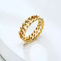 6mm Cuban Curb Chain Ring – 18K Gold Stainless Steel Fashion Ring SPOT RC-476G US Size 6