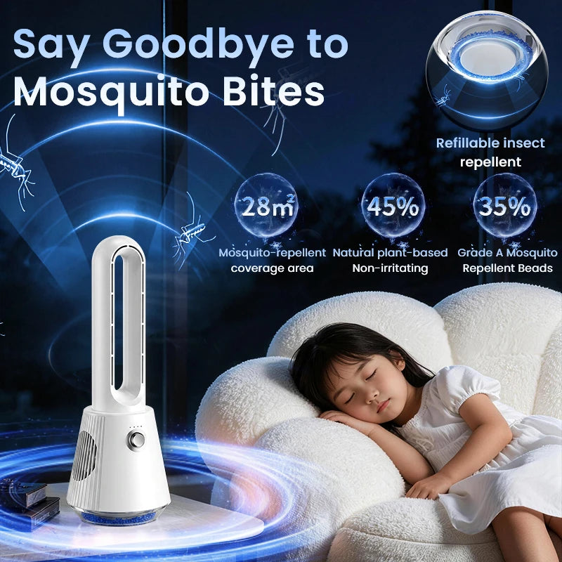 Bladeless Tower Fan – Ultra Quiet Rechargeable 3000mAh Air Purifier Bladeless Tower Fan SPOT