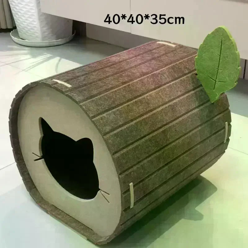Felt Cat Cave Bed – Tree Stump Hideout for Indoor Cats Cat Cave Bed SPOT