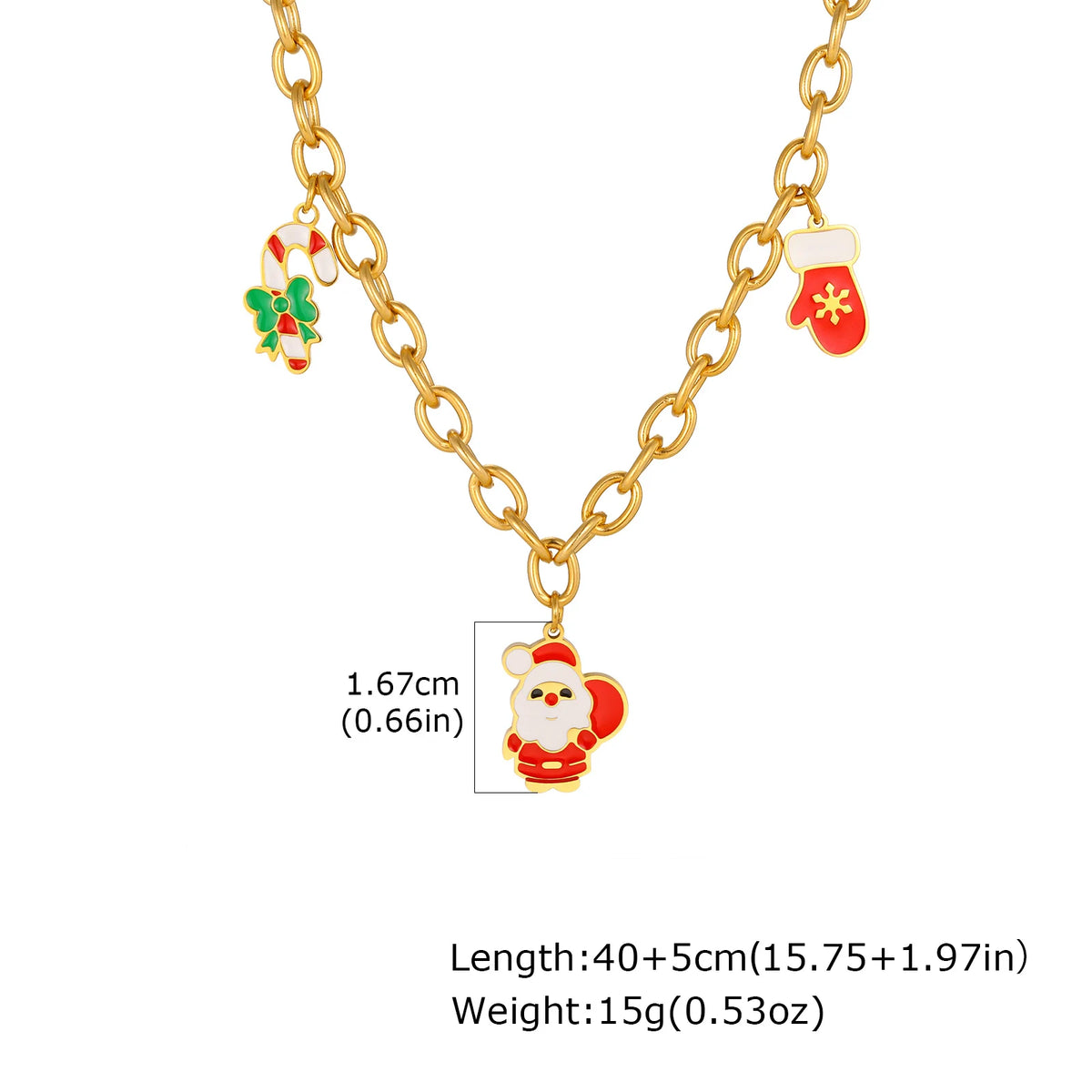 Christmas Charm Necklace – Stocking, Tree & Santa Pendant Pendant Necklace SPOT NC-2632G03 40cm-45cm