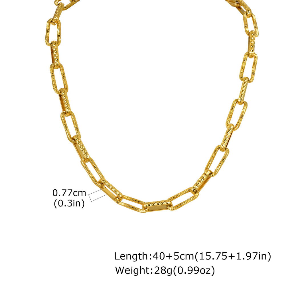 Gold Plated Paperclip Choker Necklace – Stainless Steel Women Chain Choker Necklace SPOT Necklace-NC-2259G