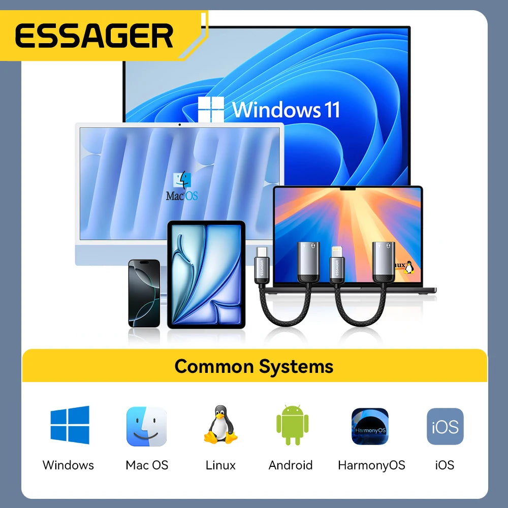 Essager USB-C to Lightning Audio Adapter OTG – iPhone & Android Audio Adapter Cable SPOT