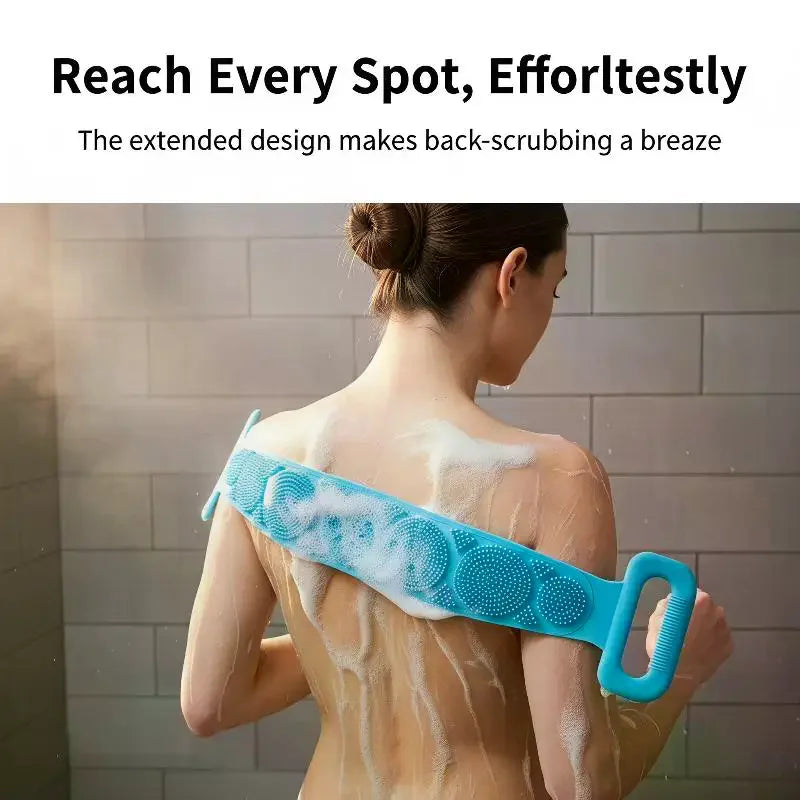 Silicone Exfoliating Back Scrubber Belt – Double-Sided Bath Brush Bath Exfoliating Scrubber SPOT