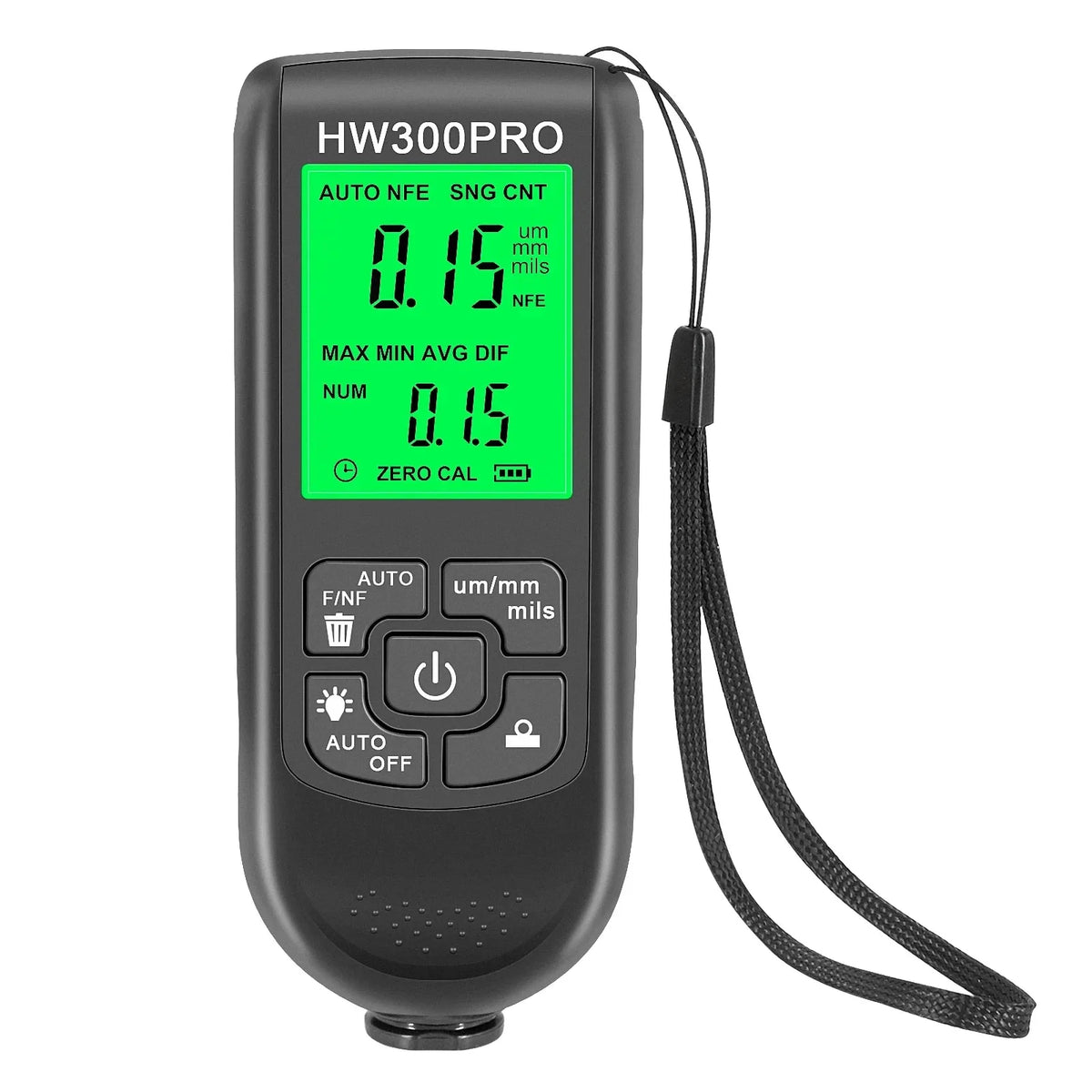 HW300PRO Paint Thickness Gauge 0–2000µm Fe NFe Auto Coating Thickness Gauge SPOT HW300PRO-B