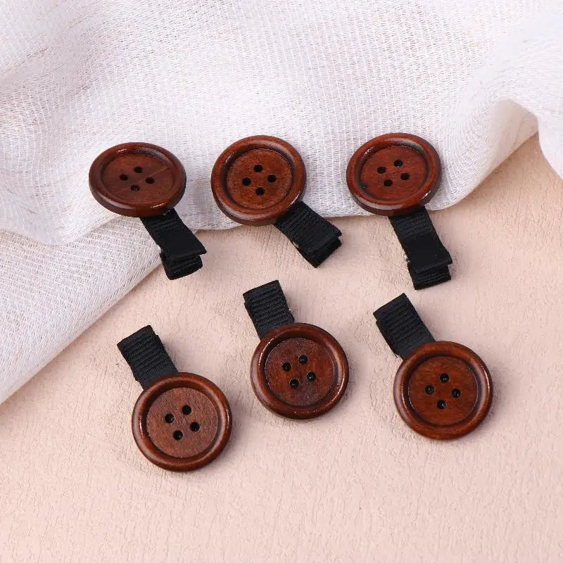 Cute Woody Button Hair Clips for Kids & Women | 2/5/10 Pack Hair Clips SPOT