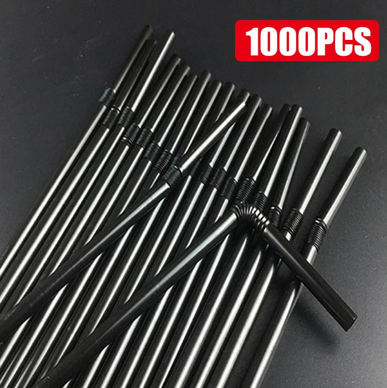 Multicolor Drinking Straws 100–1000 Pcs | Party & Cocktail Drinking Straws SPOT Black-1000PCS