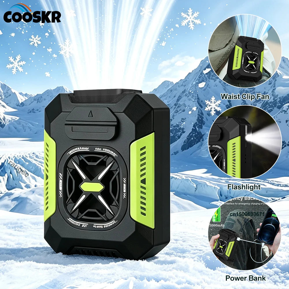 Portable Waist Clip Fan USB Rechargeable – LED Light & Power Bank Portable Clip Fan SPOT