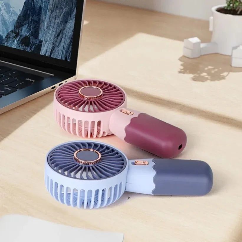 Mini Handheld USB Rechargeable Fan with Desktop Base | Quiet Handheld Portable Fan SPOT