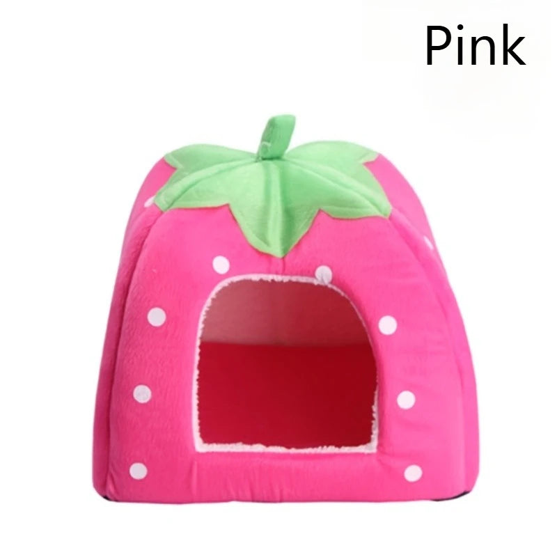 Strawberry Hideout Nest – Warm Washable Small Pet Bed Small Pet Hideout SPOT Pink 1pc