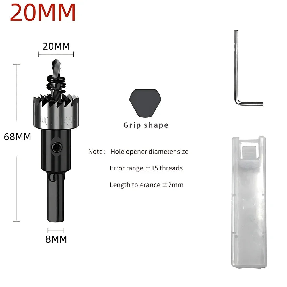 HSS Hole Saw Drill Bit Set – 5 Sizes, Metal & Steel Hole Saw Drill Set SPOT 20 mm