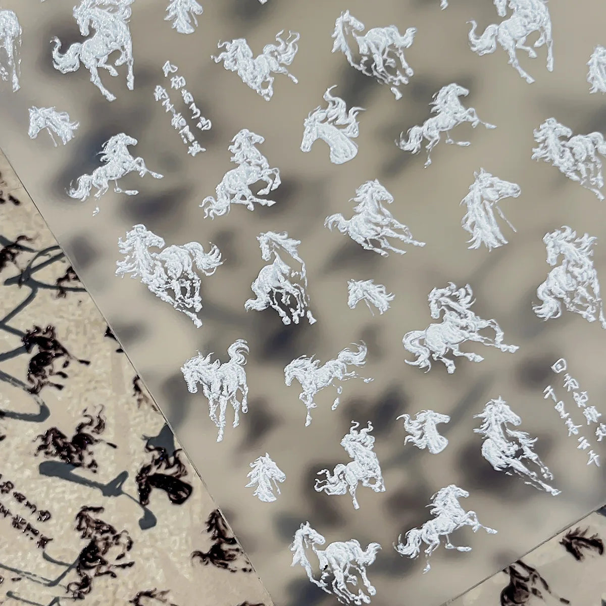 Ink Painting Horse Nail Art Stickers – Black & White Decals Nail Art Stickers SPOT