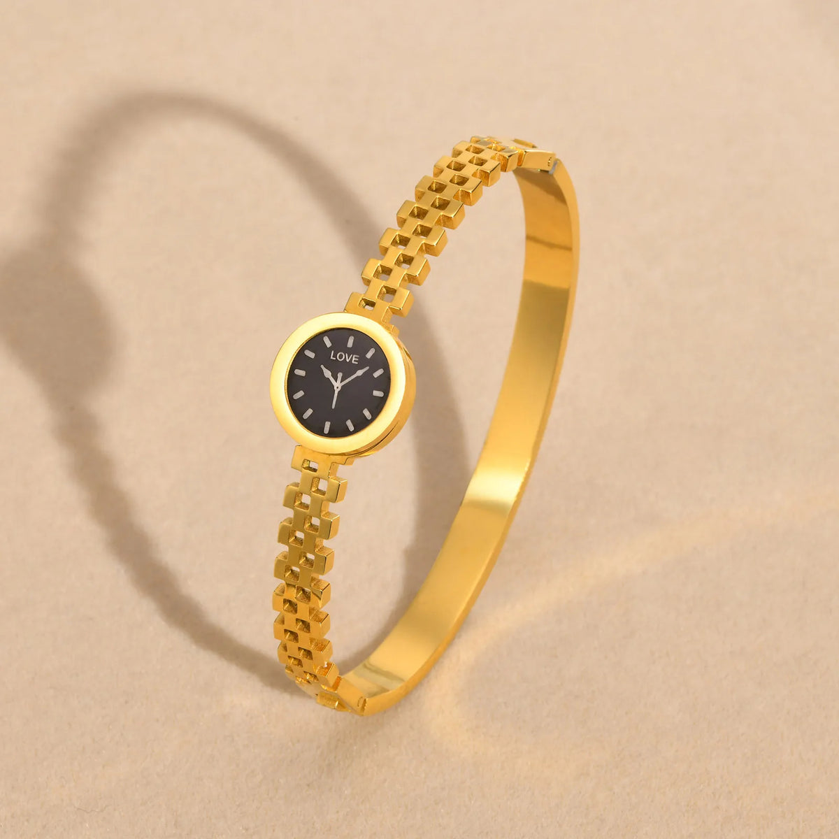 Women's Gold Stainless Steel Watch-Shape Cuff Bangle Bracelet Cuff Bangle Bracelet SPOT
