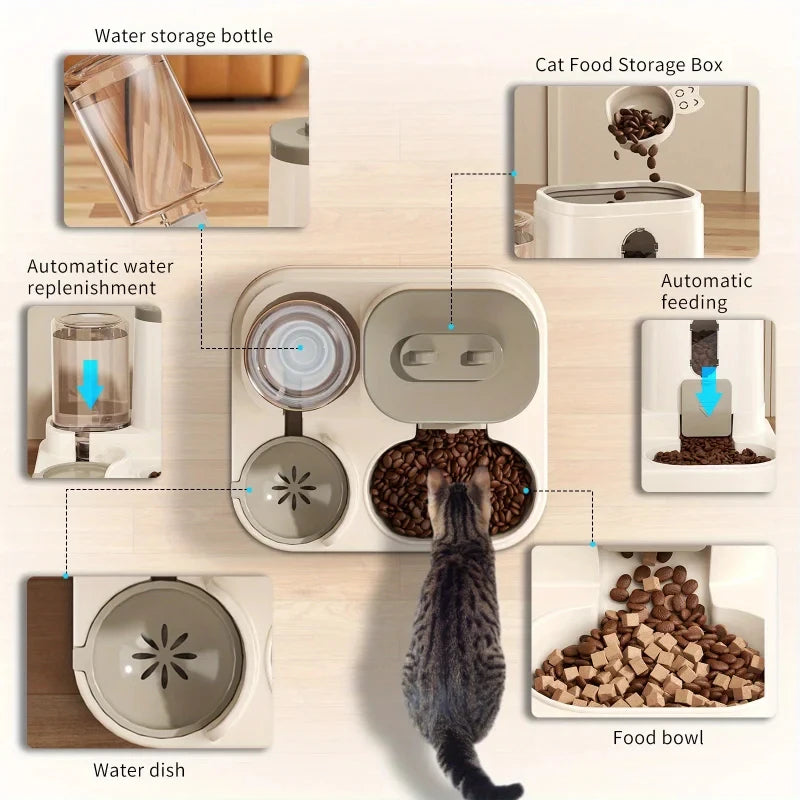 KEMORELA Automatic Cat Feeder & Water Fountain Spill-Proof Automatic Pet Feeder SPOT