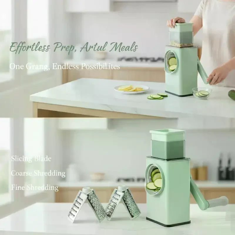 Hand Crank Vegetable Cutter – 6-Blade Stainless Steel Slicer Vegetable Cutter SPOT