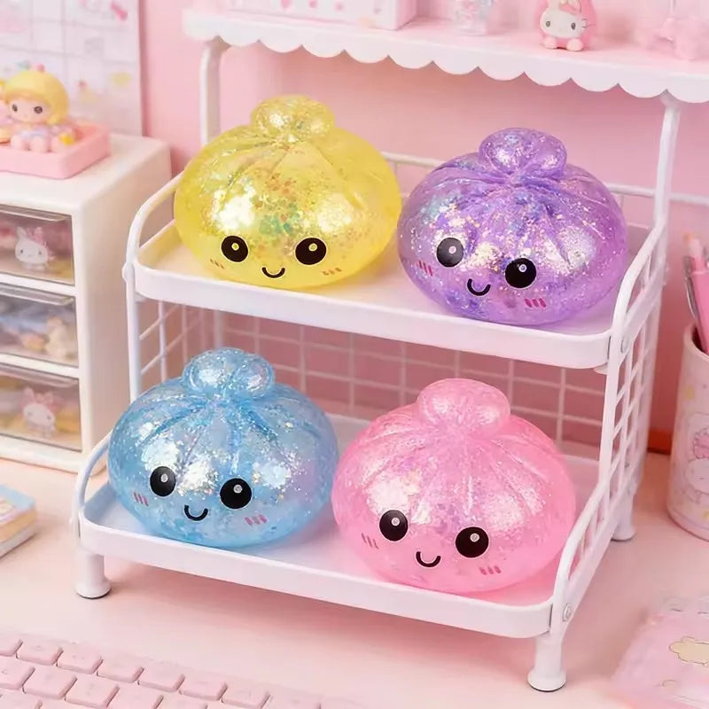 Glitter Squishy Steamed Bun Toy – Slow Rebound Sensory Squeeze Squishy Sensory Toy SPOT