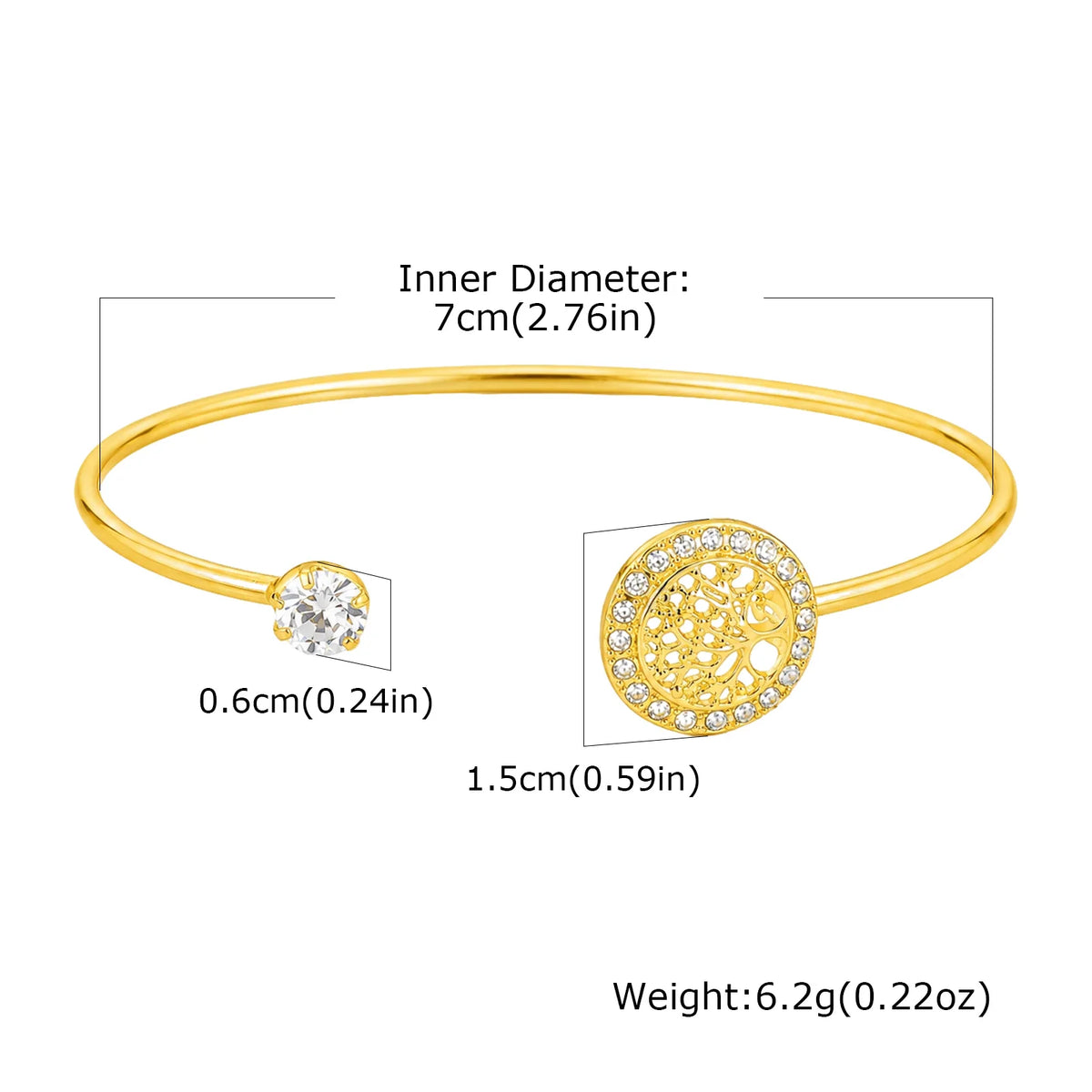 Tree of Life Gold CZ Open Cuff Bangle Bracelet for Women Cuff Bangle Bracelet SPOT