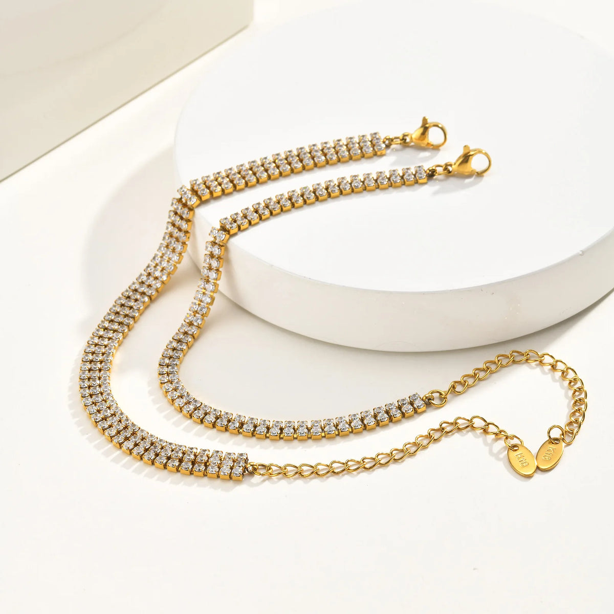 3-Row Tennis Bracelet – 18K Gold Plated CZ Stainless Steel Tennis Bracelet SPOT