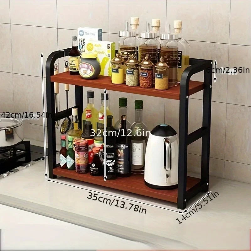 2-Tier Metal Countertop Shelf – Rustproof Kitchen Organizer Countertop Shelf Organizer SPOT