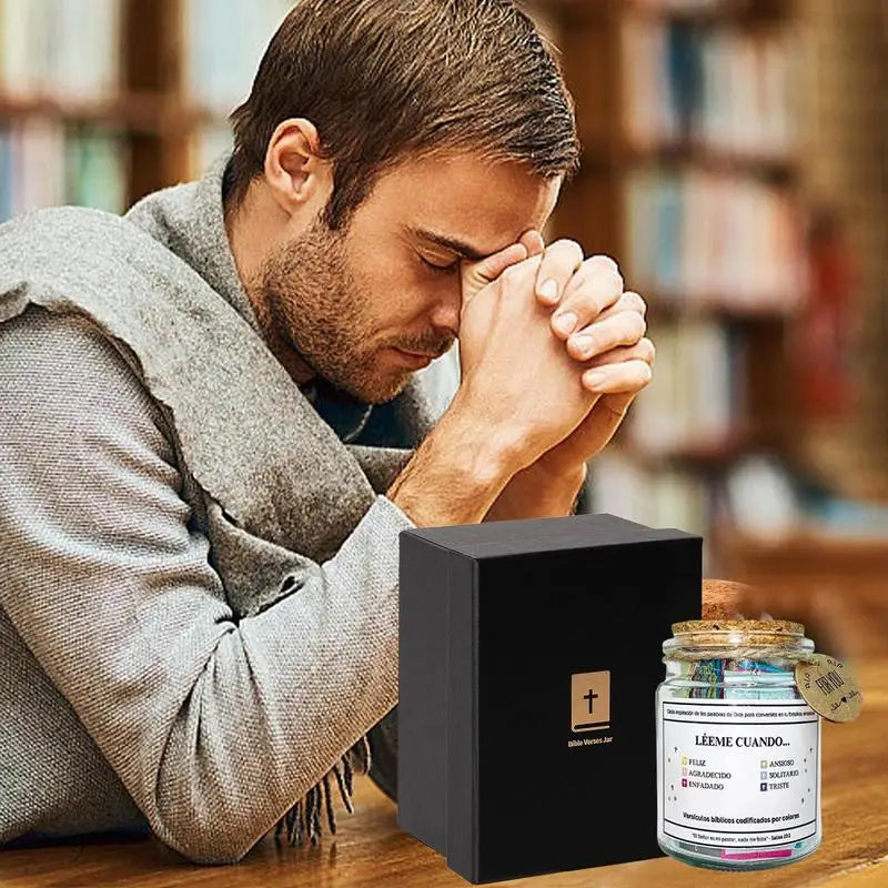 Spanish Bible Verse Prayer Jar – 90 Scripture Cards in Glass Scripture Verse Jar SPOT