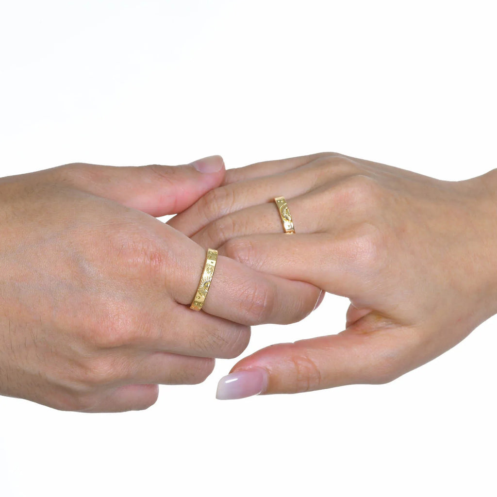 Sun & Moon Couple Matching Rings – Adjustable Gold Band Pair Couple Matching Rings SPOT
