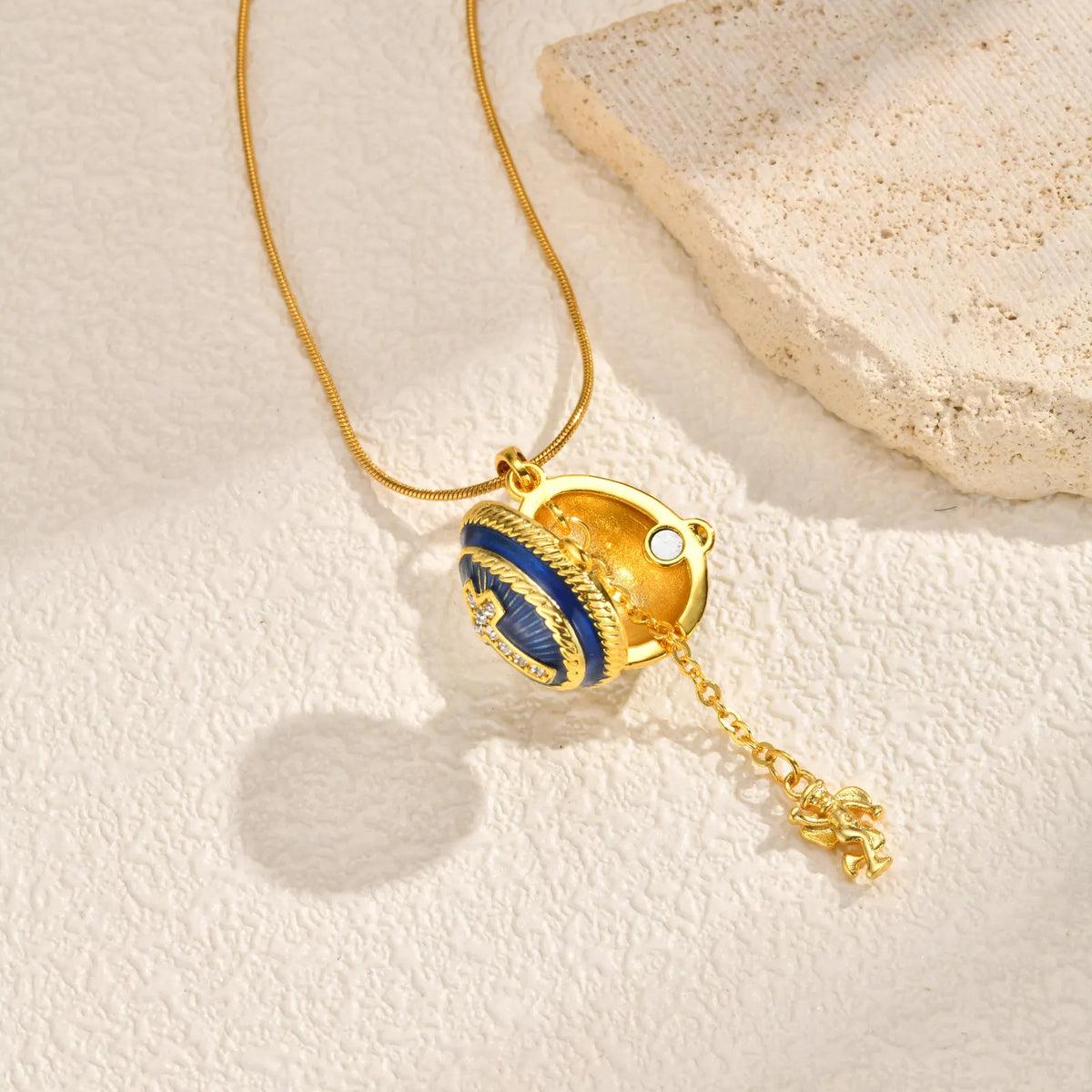 Fabergé Egg Locket Necklace – Vintage Enamel Pendant for Women Locket Pendant Necklace SPOT