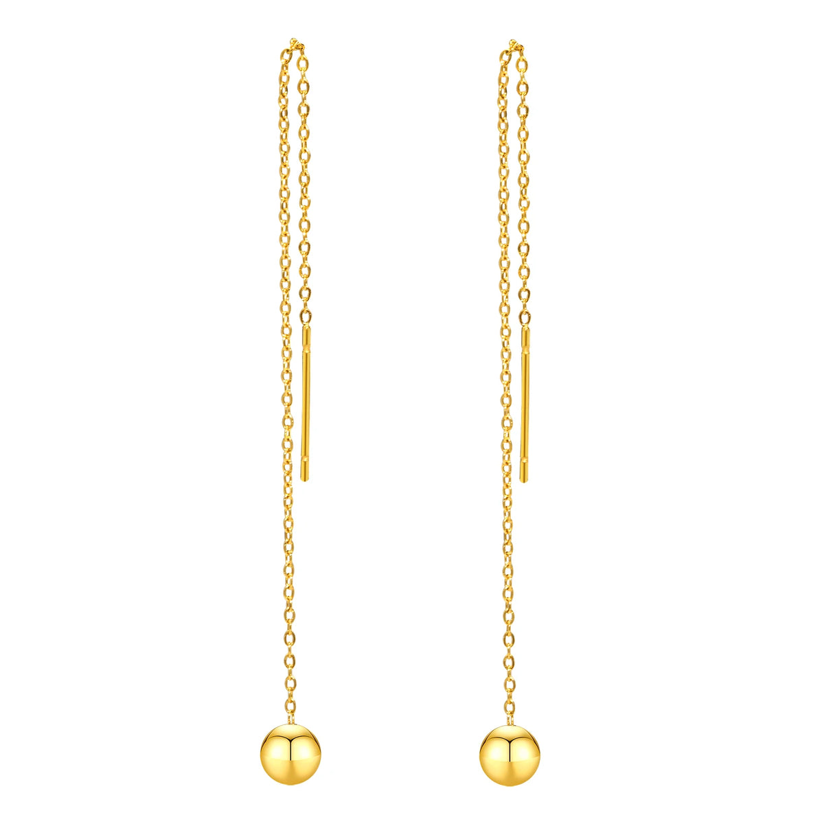 Stainless Steel Ball Dangle Threader Earrings – Long Chain Threader Drop Earrings SPOT ED-652G
