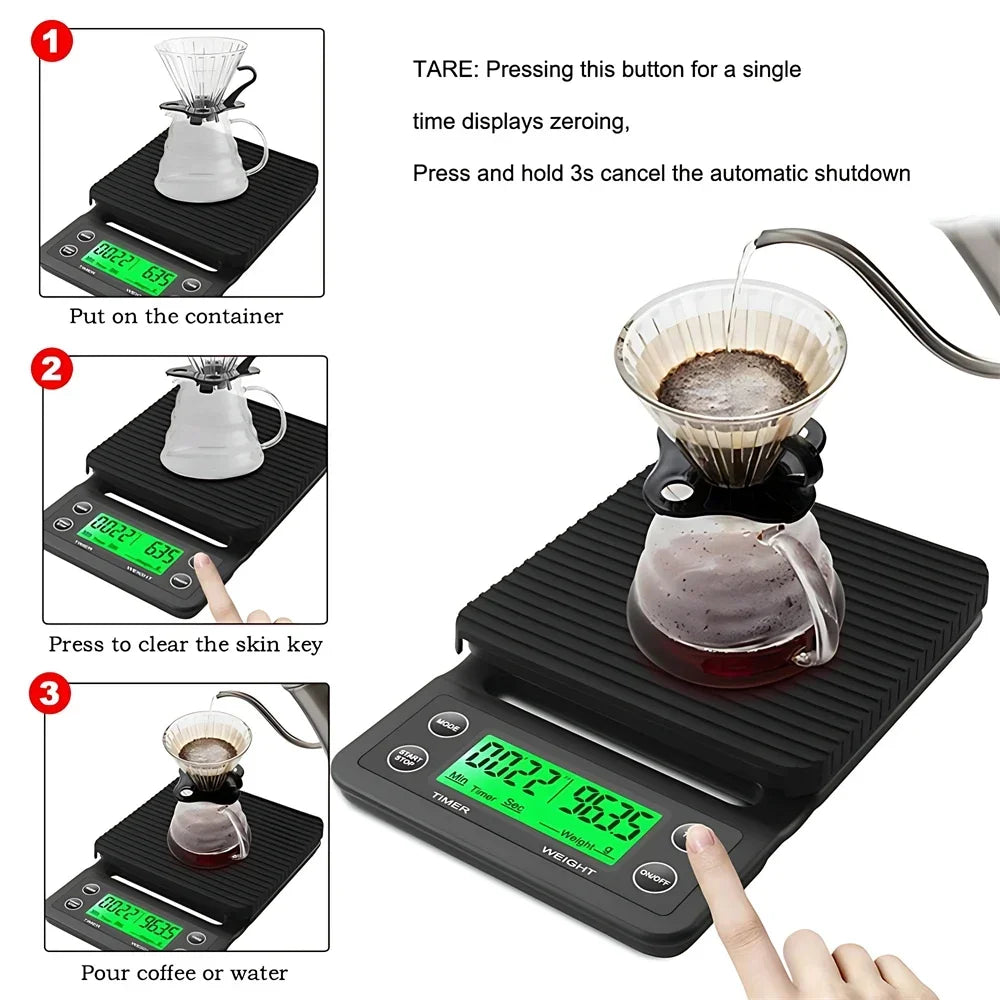 LCD Coffee Scale with Timer – High Precision 5kg/0.1g Digital Coffee Scale SPOT