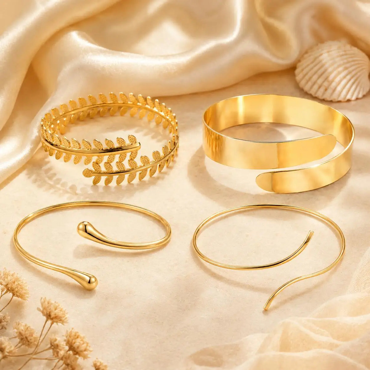Gold Plated Adjustable Open Cuff Anklet | Minimalist Foot Chain Ankle Bracelet SPOT