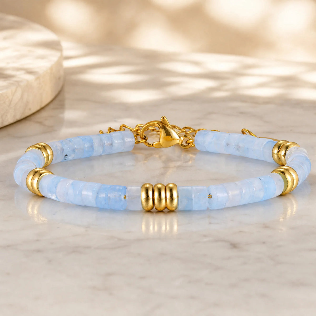 Natural Stone Heishi Beaded Bracelet | 18K Gold Boho Jewelry Beaded Bracelet SPOT