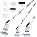 Electric Cleaning Brush Kit – Long-Handle Rechargeable Scrubber Electric Cleaning Brush SPOT Light Grey As shown
