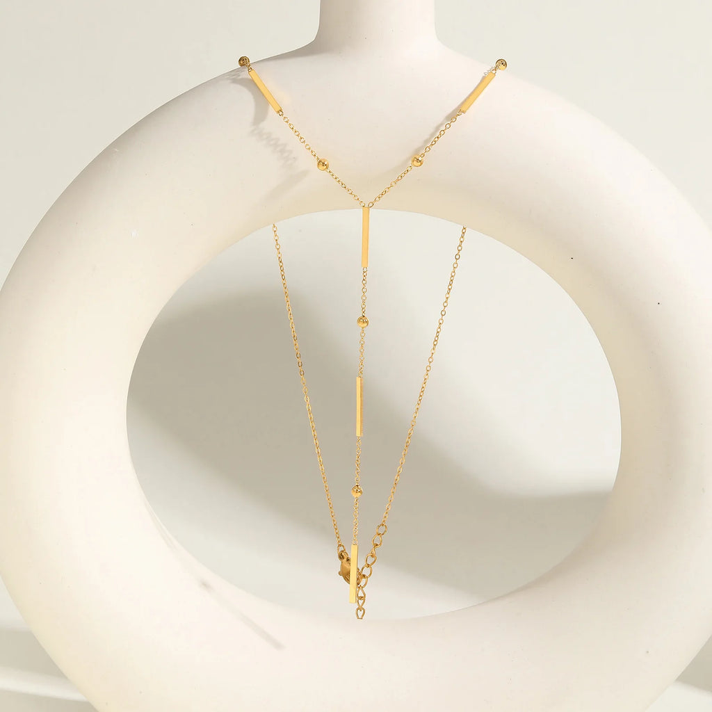 Beaded Y-Shape Necklace – Minimalist Gold Bar Pendant | Meaeguet Chain Pendant Necklace SPOT