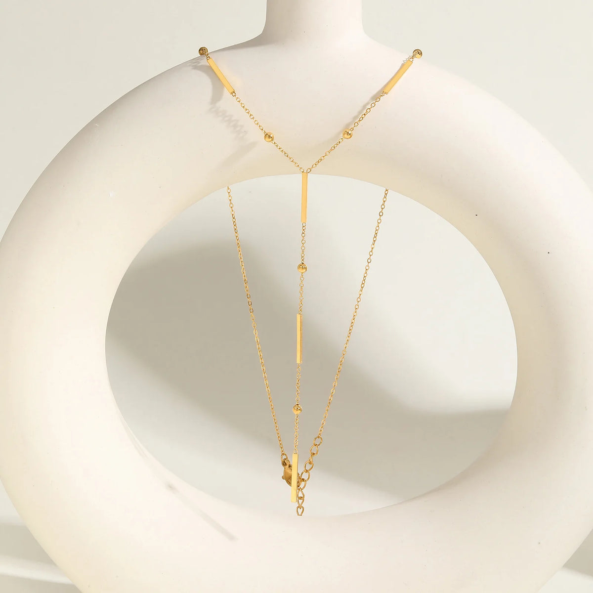 Beaded Y-Shape Necklace – Minimalist Gold Bar Pendant | Meaeguet Chain Pendant Necklace SPOT