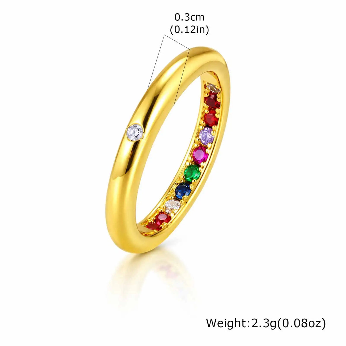 Colorful Zirconia Eternity Ring – 18K Gold Plated Wedding Band Eternity Band Ring SPOT