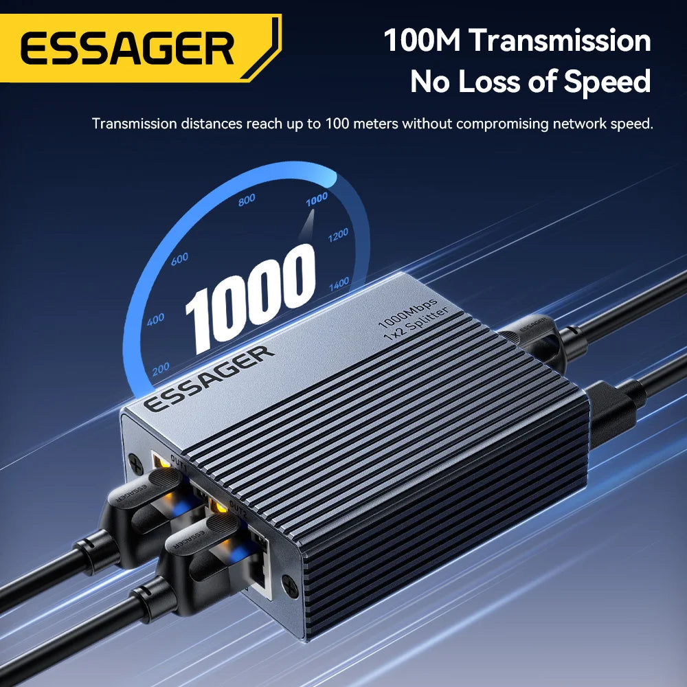 Essager RJ45 Ethernet Splitter 1000Mbps – 1 to 2 Ways Adapter Ethernet Splitter Adapter SPOT