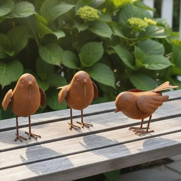 Vintage Iron Bird Figurines – Set of 3 Metal Sculptures Metal Bird Figurines SPOT