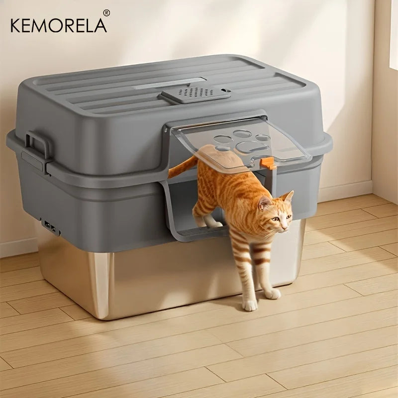 XL Enclosed Cat Litter Box – Stainless Steel & Odor Control Cat Litter Box SPOT